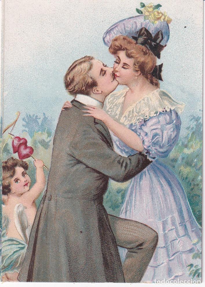 Coleccionismo cromos antiguos: ANTIGUO CROMO DE UNA PAREJA BESANDOSE