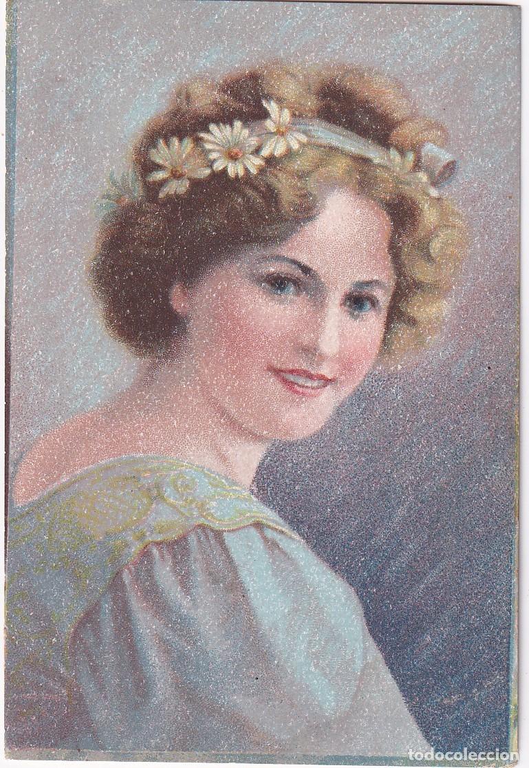 Coleccionismo cromos antiguos: ANTIGUO CROMO DE UNA CHICA CON DIADEMA DE FLORES