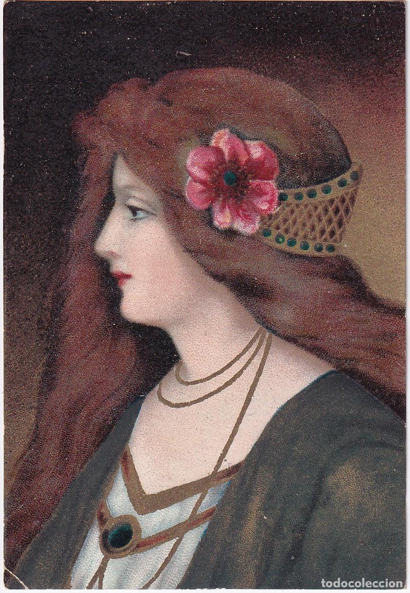 Coleccionismo cromos antiguos: ANTIGUO CROMO DE UNA CHICA CON UNA FLOR EN EL PELO