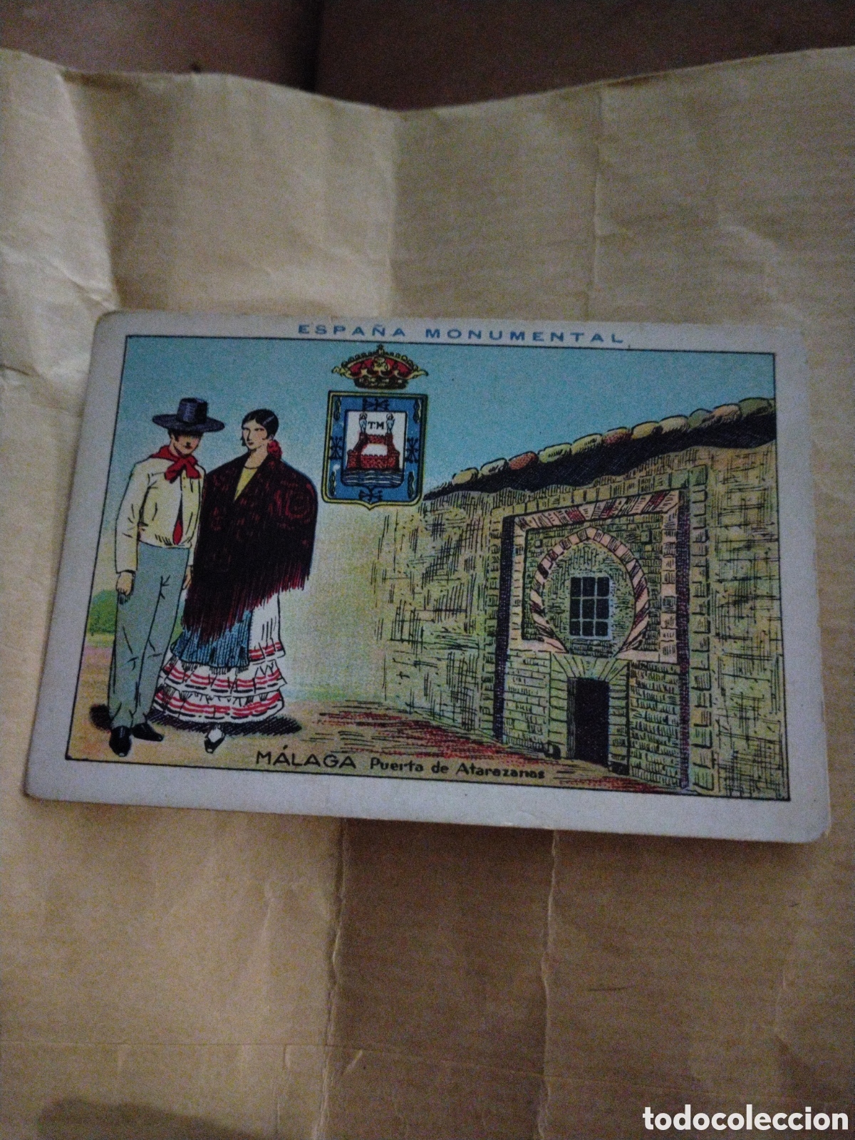 Collectionnisme Cartes &agrave; collectionner anciennes: ESPA&Ntilde;A MONUMENTAL-M&Aacute;LAGA PUERTA DE ATARAZANAS-N 12-CHOCOLATES AMATLLER BARCELONA 19..