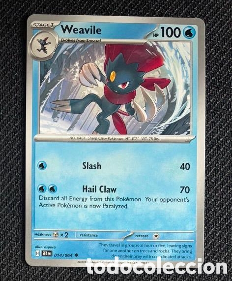Coleccionismo cromos antiguos: 014/064 Weavile Carta POKEMON TCG
