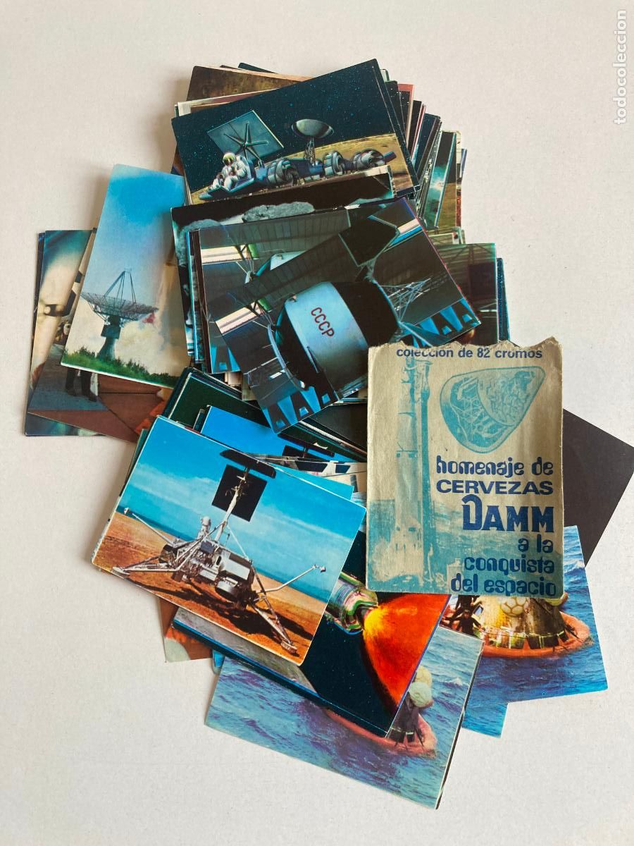 Colecionismo Cromos antigos: HOMENAJE A LA CONQUISTA DEL ESPACIO, CERVEZAS DAMM, SOBRE VACIO CON MAS DE 100 CROMOS.
