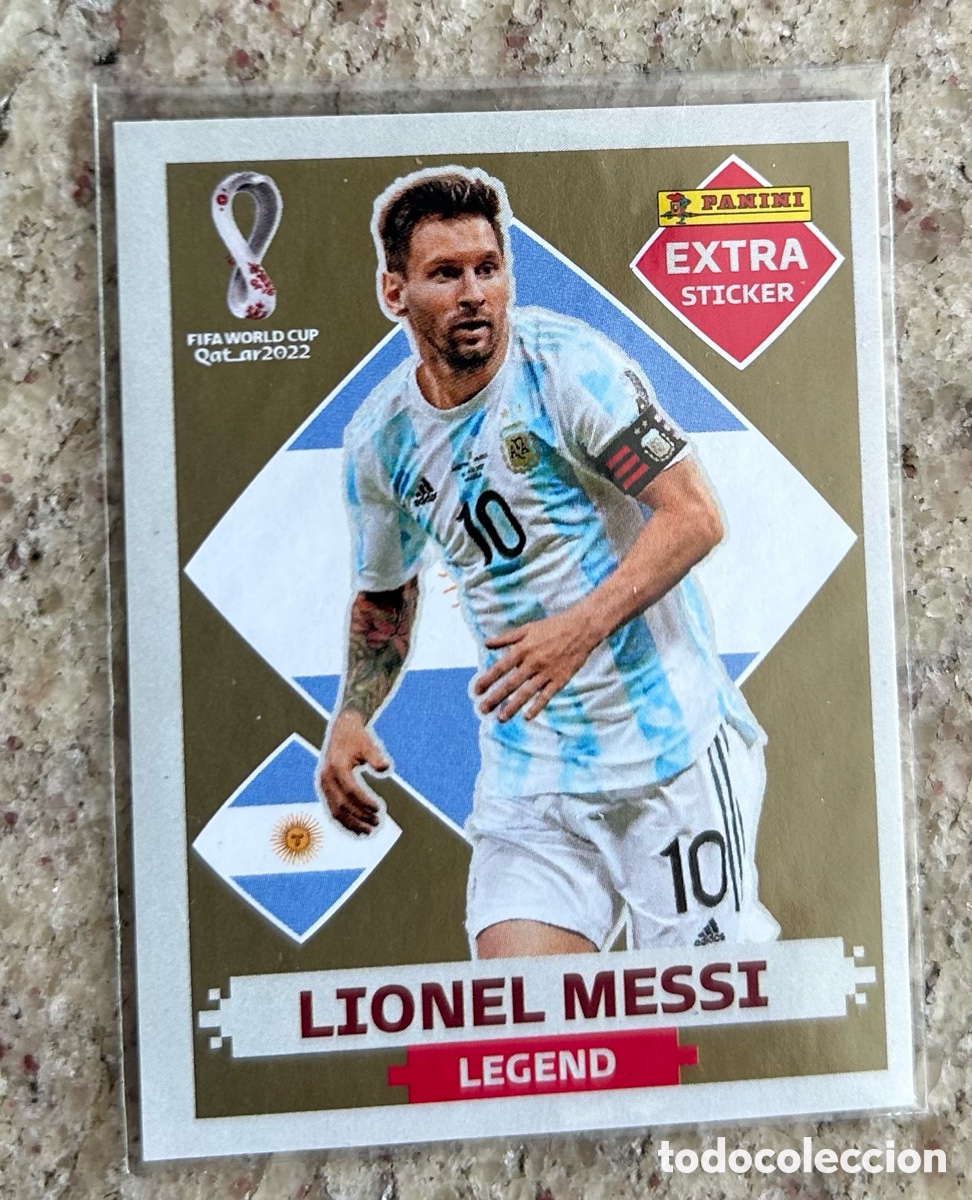 Coleccionismo cromos antiguos: MESSI GOLD , ORO , SIN PEGAR, NUEVO ,MUNDIAL QATAR 2022 , EXTRA STICKER LEGEND