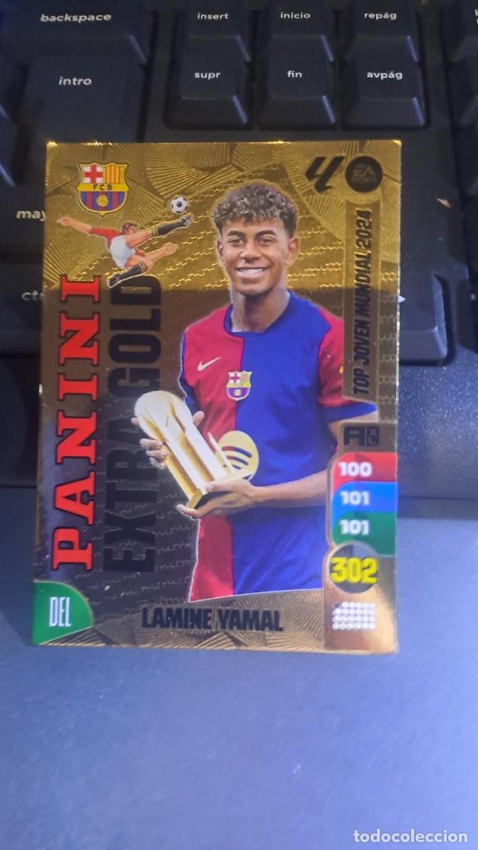Coleccionismo cromos antiguos: ADRENALYN XL LAMINE YAMAL EXTRA GOLD BARCELONA TOP JOVEN MUNDIAL 2024 LIGA 2024 2025 24 25 PANINI