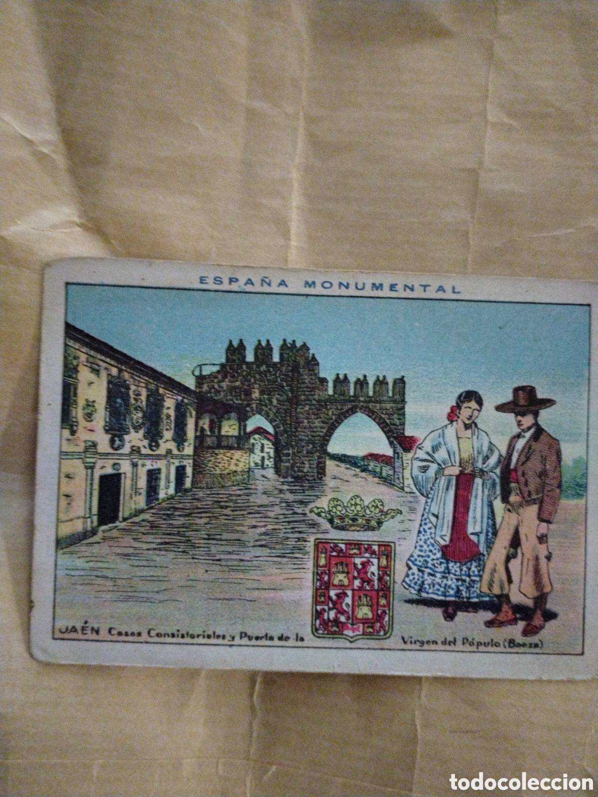 Colecionismo Cromos antigos: ESPA&Ntilde;A MONUMENTAL-JA&Eacute;N CASAS CONSISTORIALES Y PUERTA DE LA VIRGEN DEL P&Oacute;PULO BAEZA-N50-AMATLLER.
