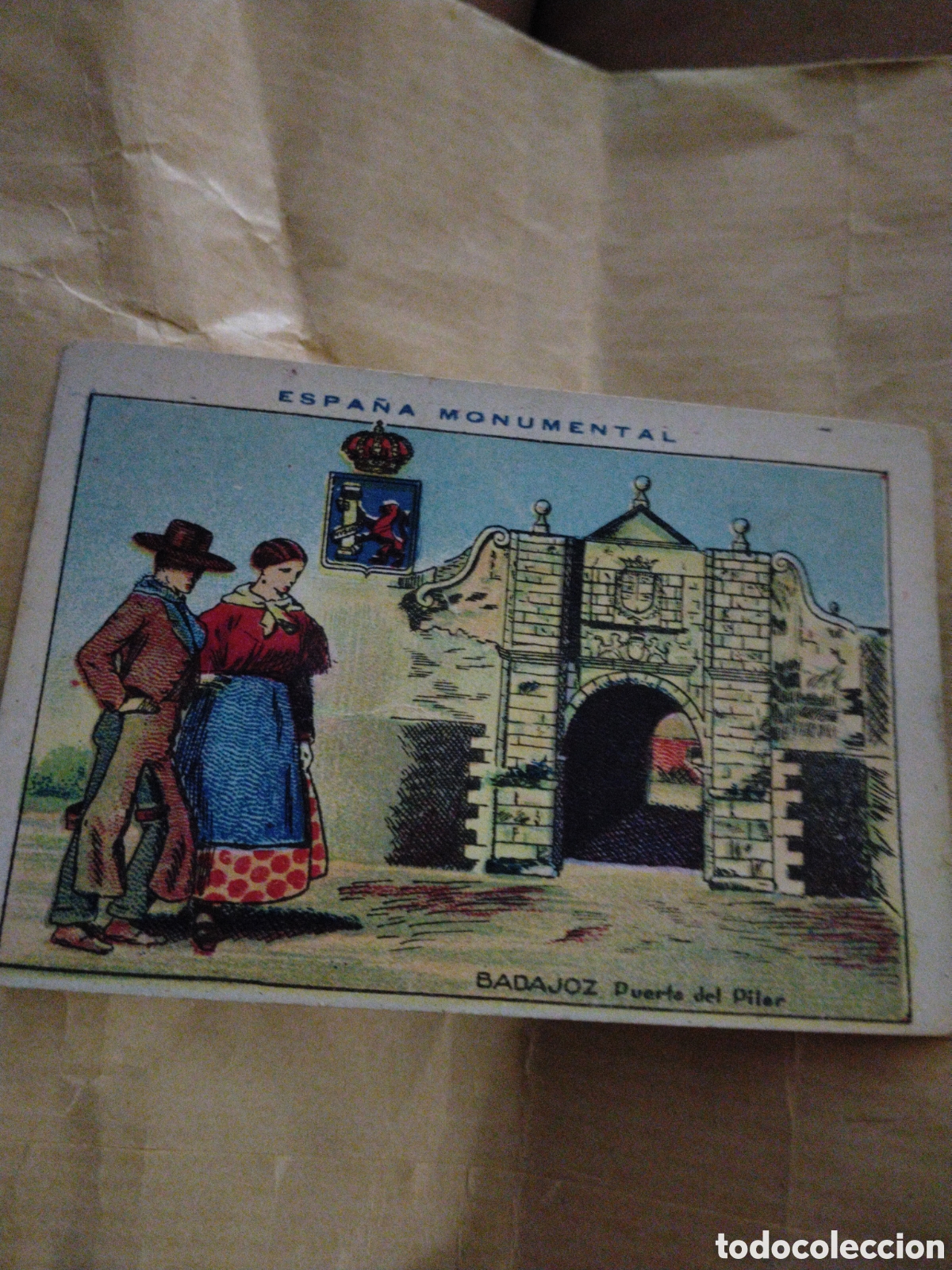 Colecionismo Cromos antigos: ESPA&Ntilde;A MONUMENTAL-BADAJOZ PUERTA DEL PILAR-N 13-CHOCOLATES AMATLLER BARCELONA 19..