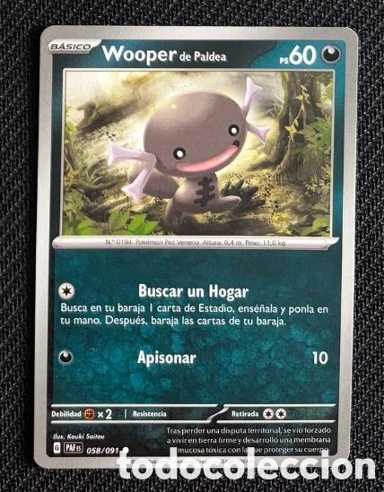 Coleccionismo cromos antiguos: 058/091 Wooper de Paldea Carta POKEMON TCG