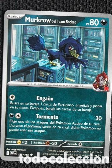Coleccionismo cromos antiguos: 127/182 Murkrow Carta POKEMON TCG