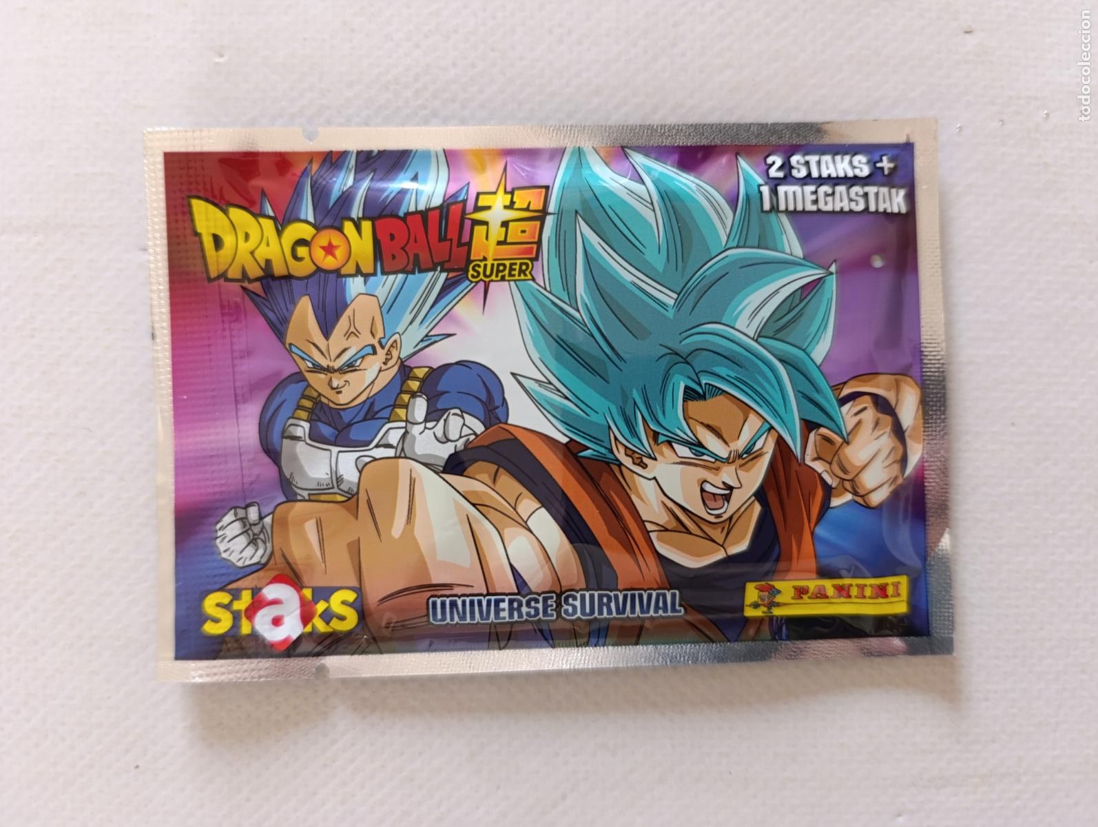 Coleccionismo cromos antiguos: 1 SOBRE STAKS DRAGON BALL SUPER UNIVERSE SURVIVAL - PANINI - GOKU Y VEGETA - NUEVO, SIN ABRIR (114#)