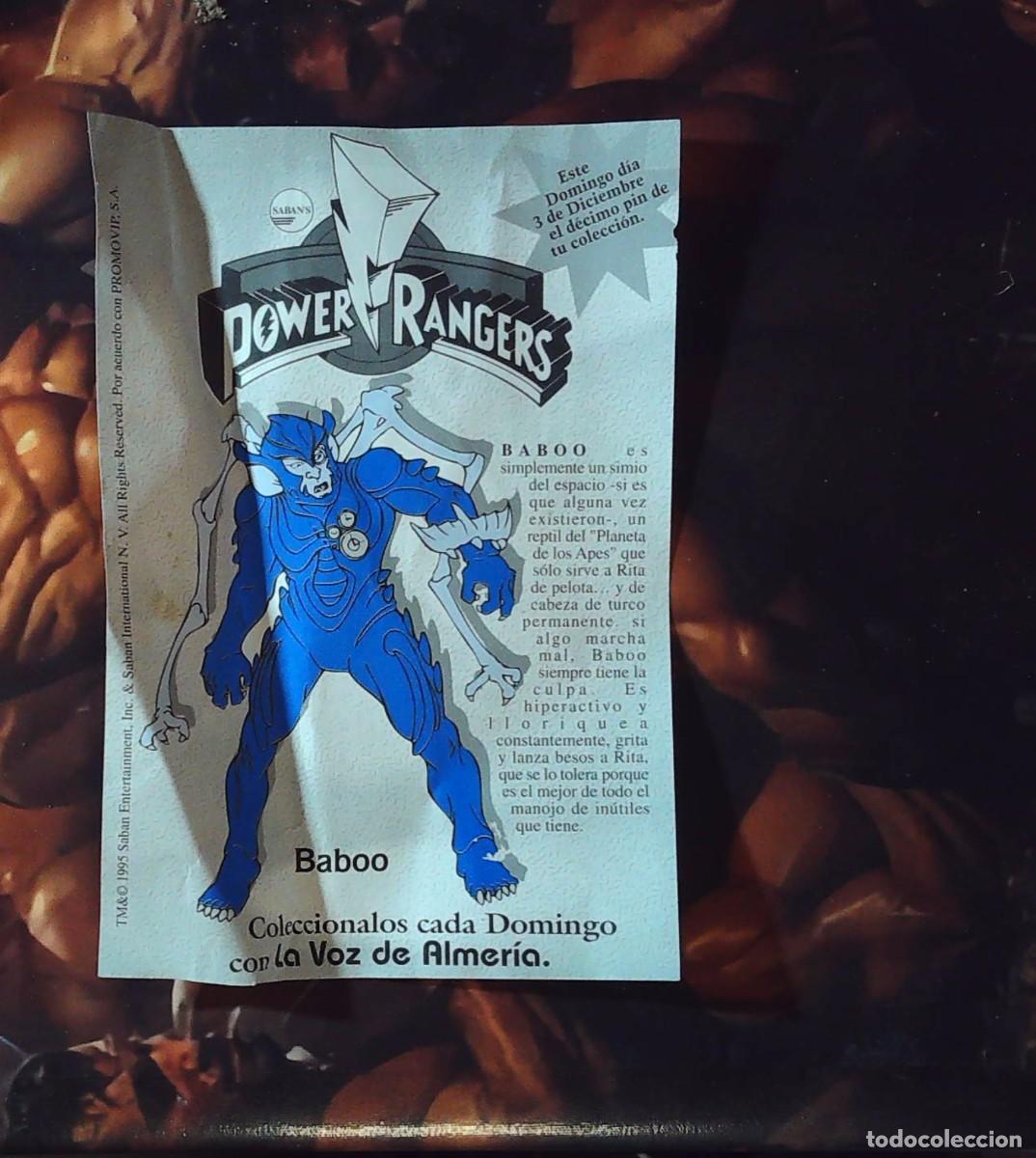 Coleccionismo cromos antiguos: power rangers panfleto anuncio de los pins la voz de almeria
