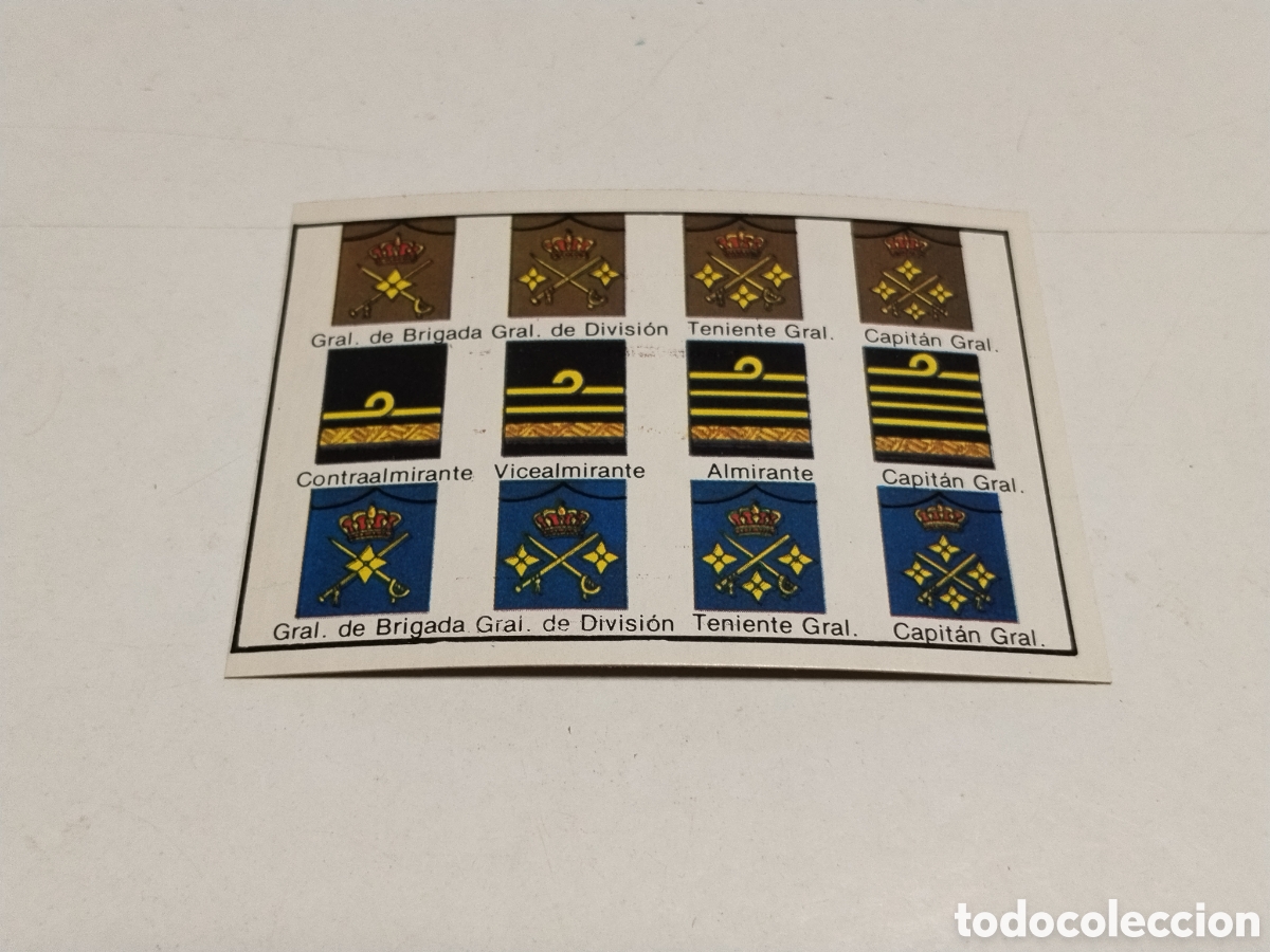 Coleccionismo cromos antiguos: Cromo Nuestros Ejercitos Graduaci&oacute;nes generales y almirantes, Ejercito de tierra