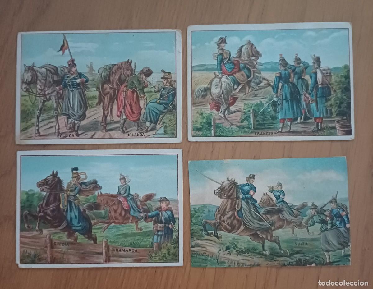 Coleccionismo cromos antiguos: 4 cromos ejercito femenino , caballer&iacute;a, galletas Vi&ntilde;as, muy dificiles