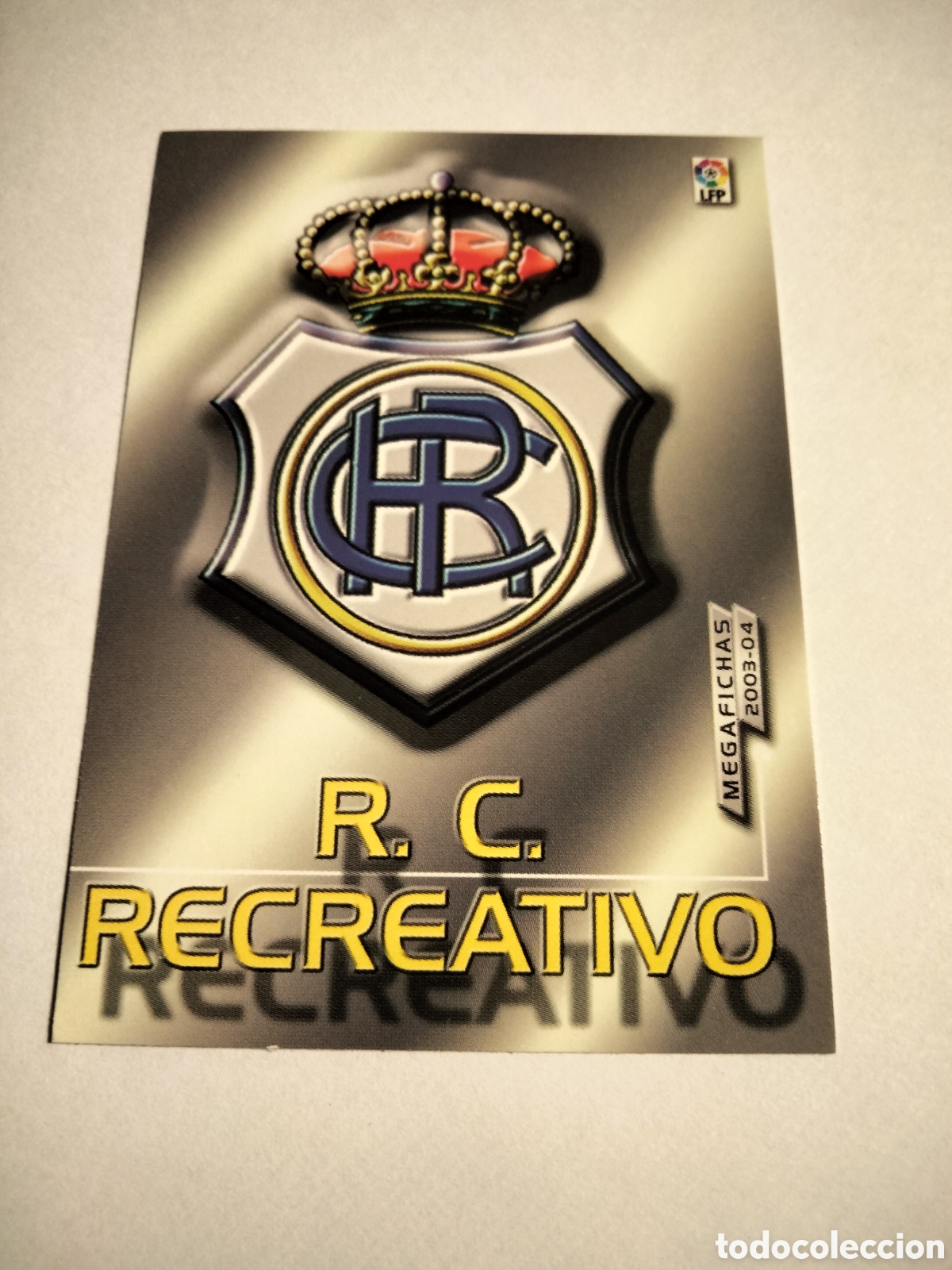 Coleccionismo cromos antiguos: ESCUDO LOGO # 422 RECREATIVO SEGUNDA DIVISI&Oacute;N MEGAFICHAS ( MEGACRACKS) 2003/04 PANINI