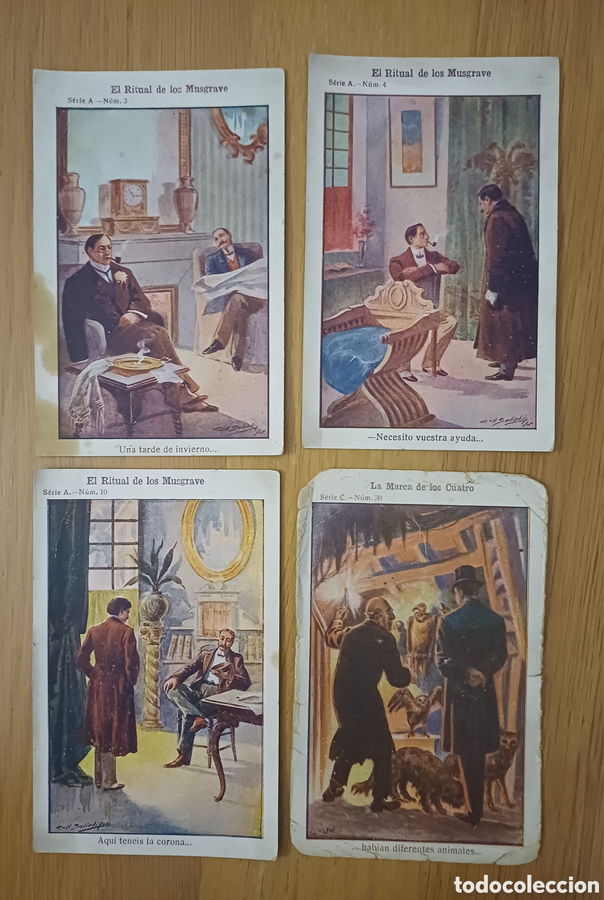 Coleccionismo cromos antiguos: 4 cromos Aventuras de Sherlock Holmes, chocolate Boix