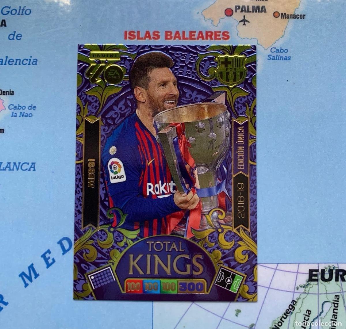Coleccionismo cromos antiguos: Messi 2018-2019 Total Kings Edici&oacute;n Unica del Barcelona cromo adrenalyn XL 25-26 2025-2026