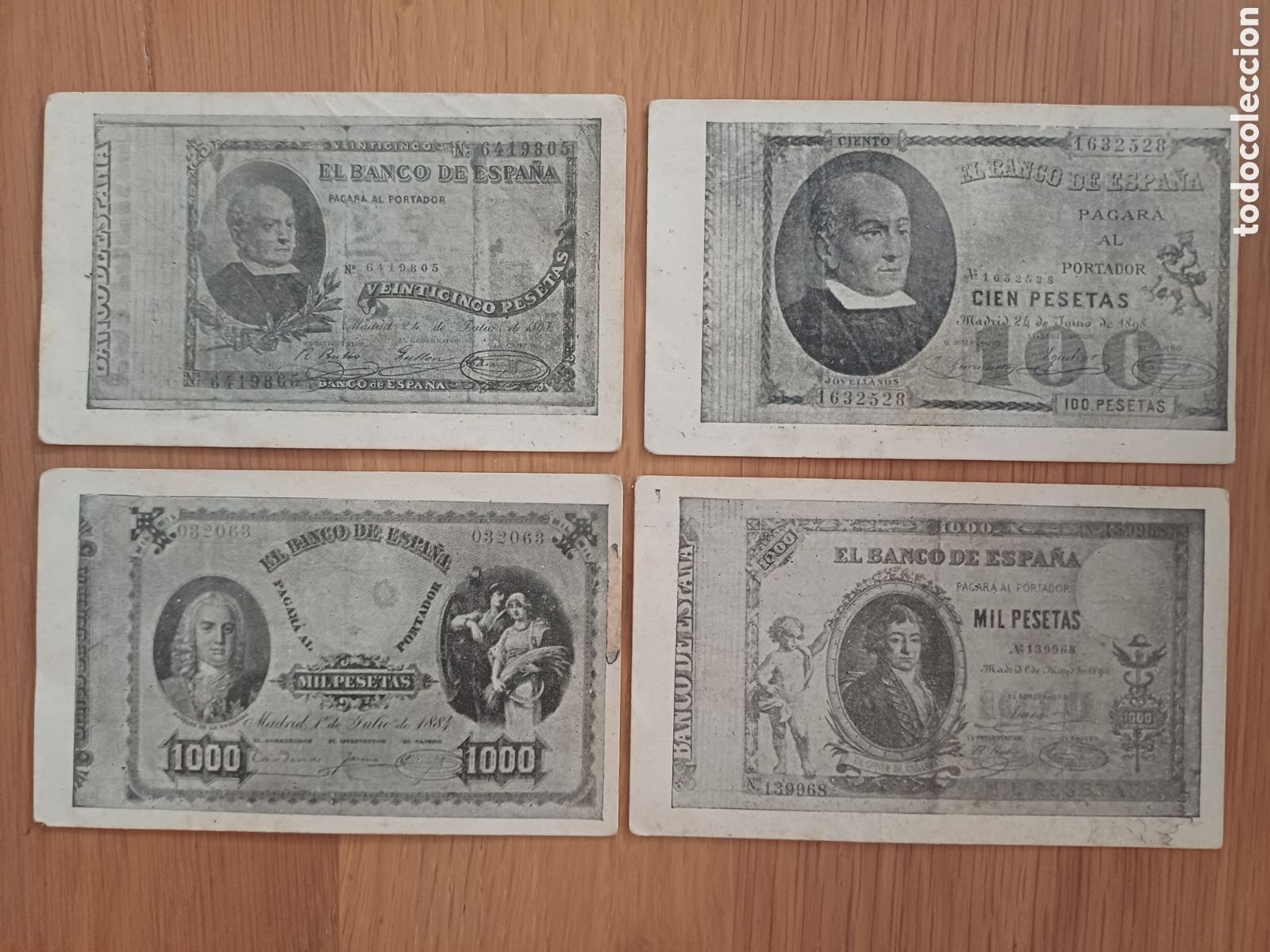 Coleccionismo cromos antiguos: 4 cromos antiguos de billetes de Espa&ntilde;a, sastrer&iacute;a Antonio Font, rarisimos