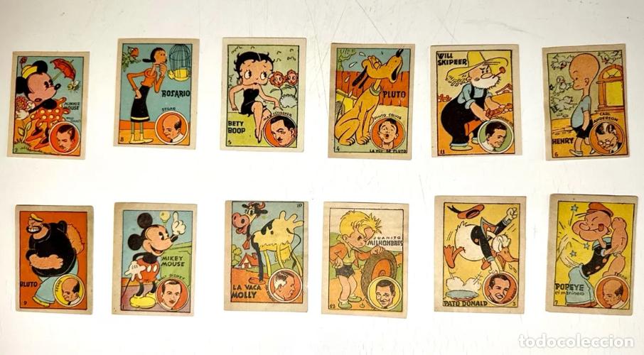 Coleccionismo cromos antiguos: 1939 Walt Disney mickey mouse full set ( 12 cromos ) Bruguera sin pegar