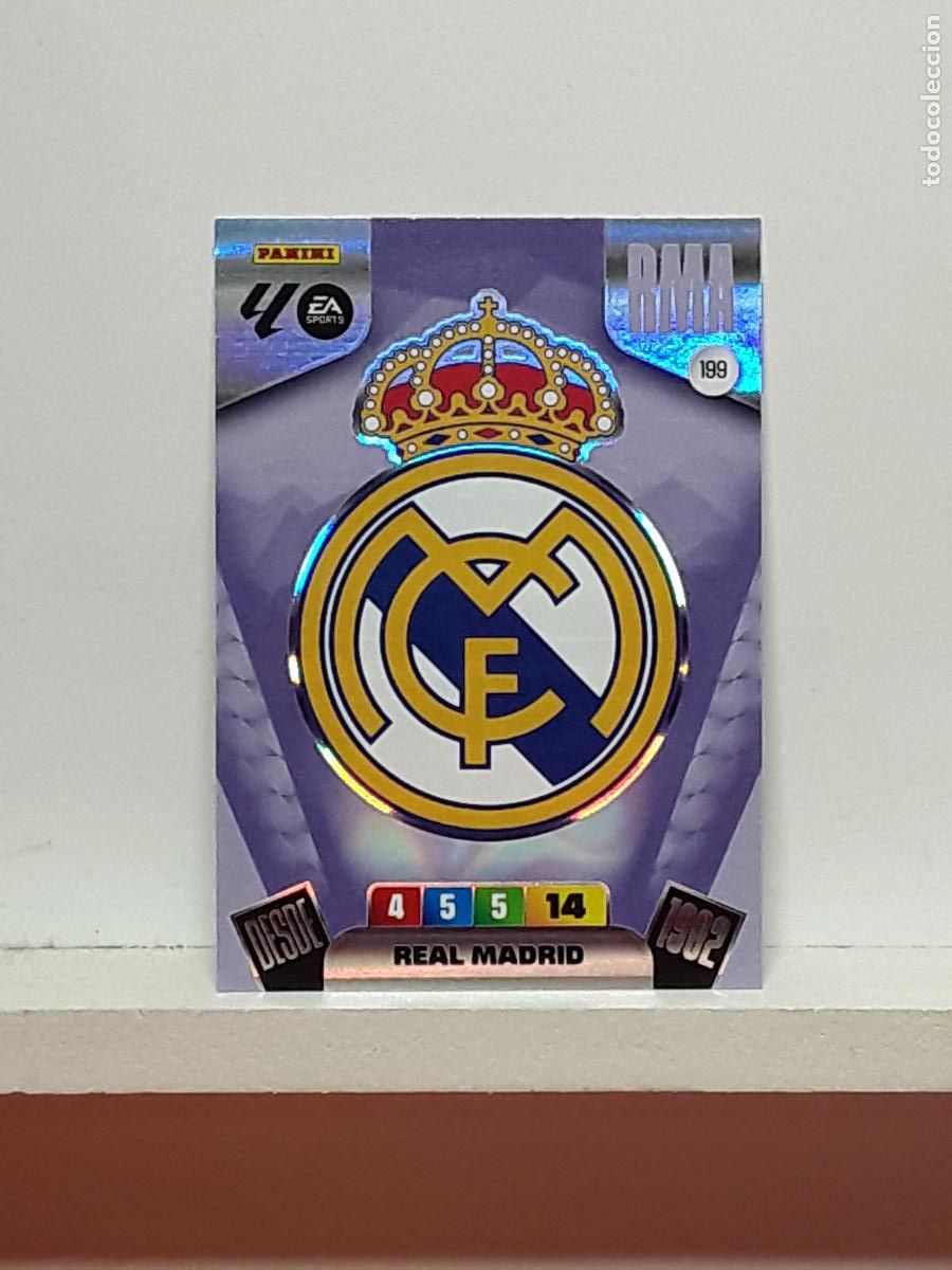 Coleccionismo cromos antiguos: ADRENALYN 2025 2026 25 26 ALBUM PANINI LIGA N 199 REAL MADRID ESCUDO