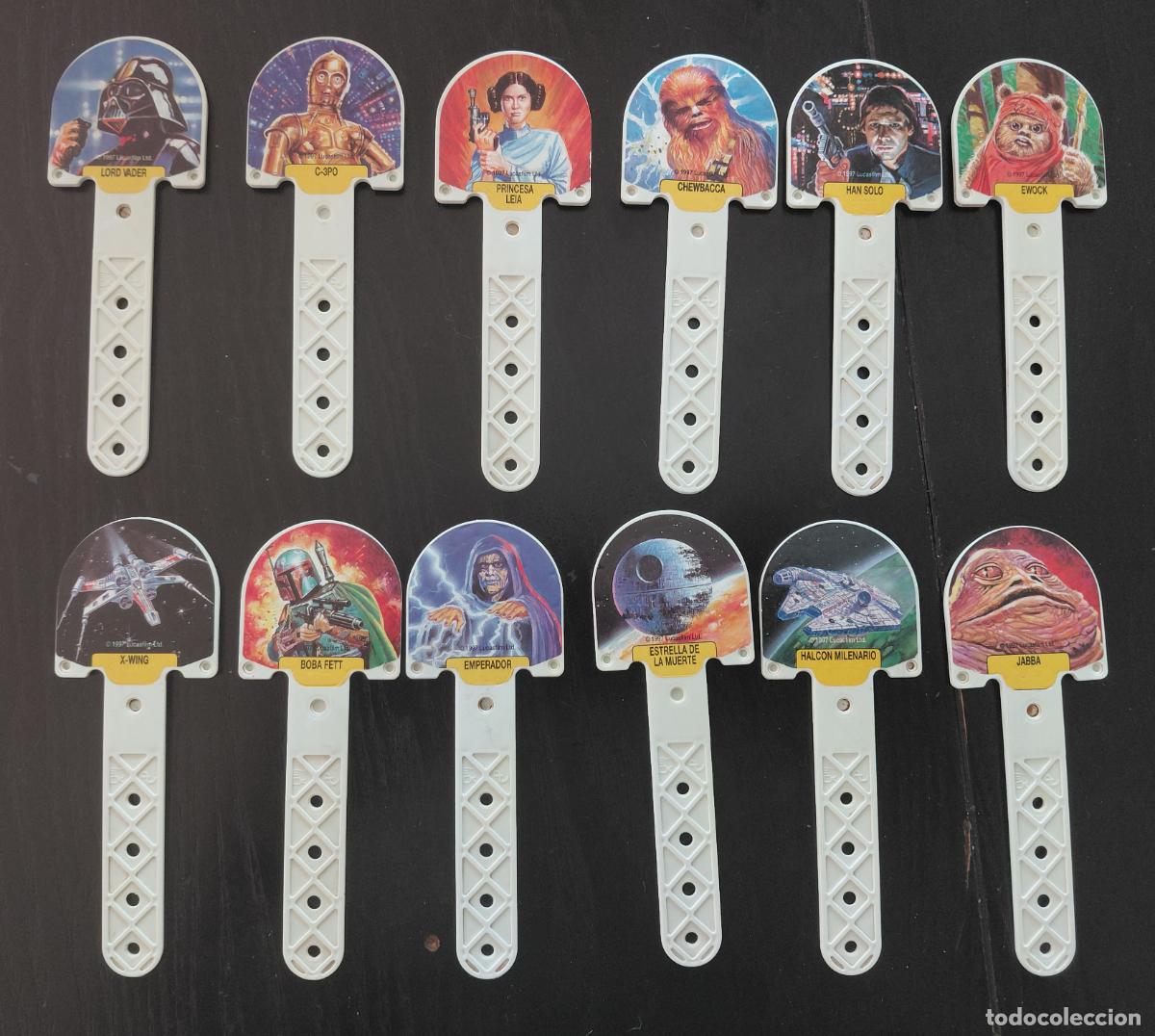 Sammeln alte Sammelbilder: Lote 12 palos Star Wars Guerra de las Galaxias Frigo Diferentes