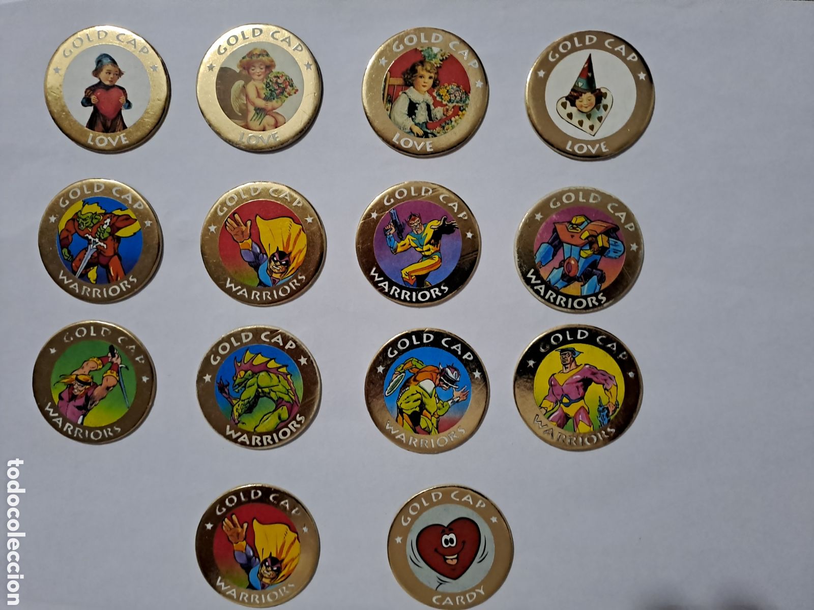 Coleccionismo cromos antiguos: Lote de 14 Tazos Gold Caps 5 puntos