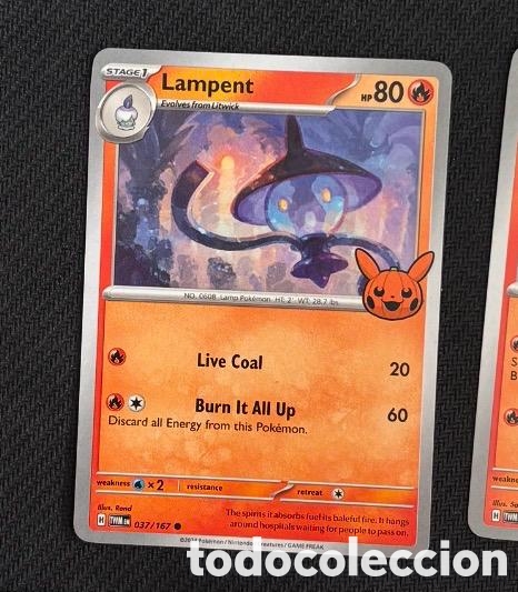 Coleccionismo cromos antiguos: 037/167 Lampent halloween Carta POKEMON TCG