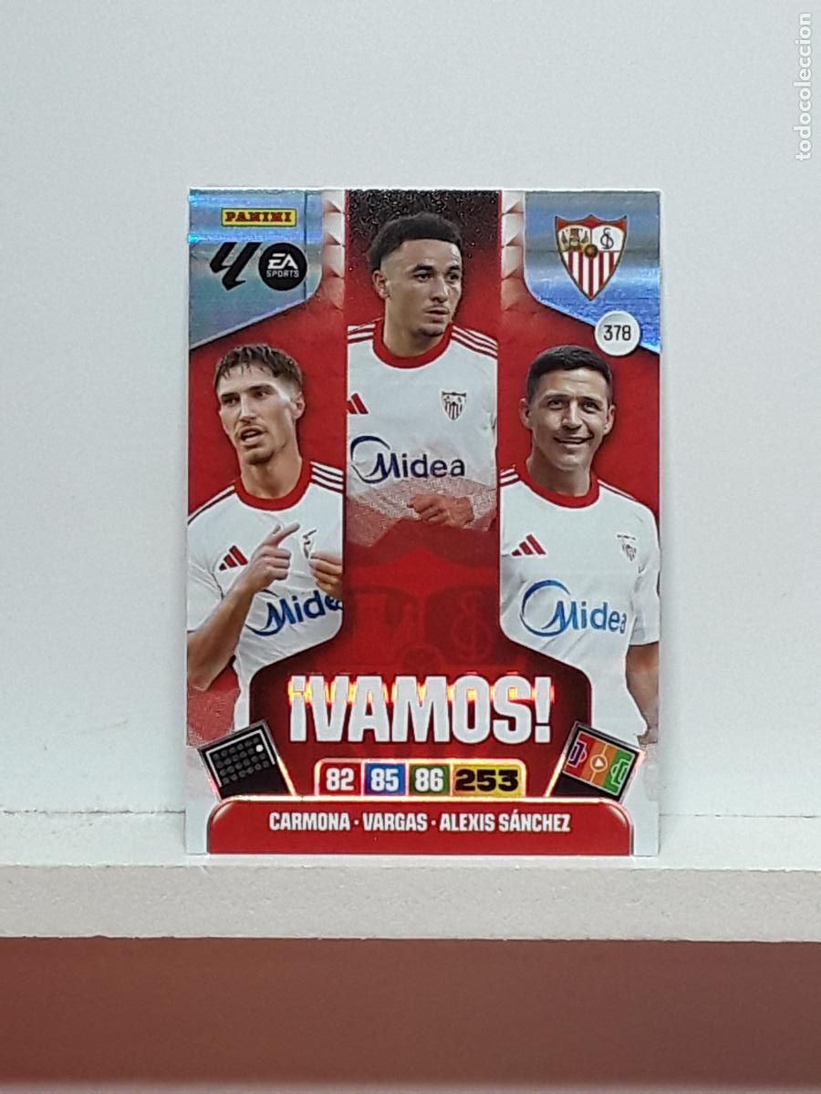 Coleccionismo cromos antiguos: ADRENALYN 2025 2026 25 26 ALBUM PANINI LIGA N 378 SEVILLA VAMOS CARMONA VARGAS ALEXIS SANCHEZ