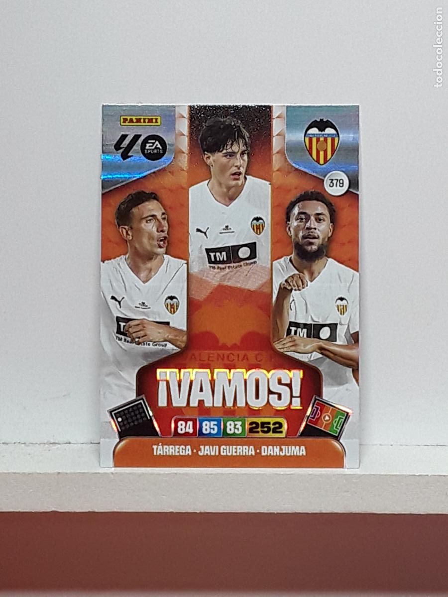 Coleccionismo cromos antiguos: ADRENALYN 2025 2026 25 26 ALBUM PANINI LIGA N 379 VALENCIA VAMOS TARREGA JAVI GUERRA DANJUMA