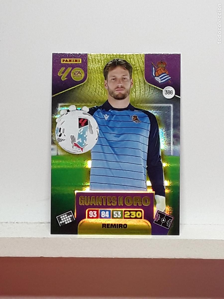 Coleccionismo cromos antiguos: ADRENALYN 2025 2026 25 26 ALBUM PANINI LIGA N 386 REAL SOCIEDAD GUANTES DE ORO REMIRO