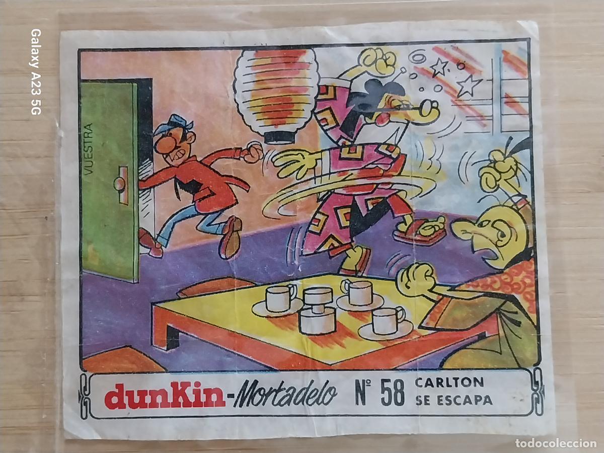Coleccionismo cromos antiguos: DUNKIN MORTADELO A&Ntilde;O 1971 EL MEDALLON ROBADO CROMO 58 CARLTON SE ESCAPA RECUPERADO ORIGINAL