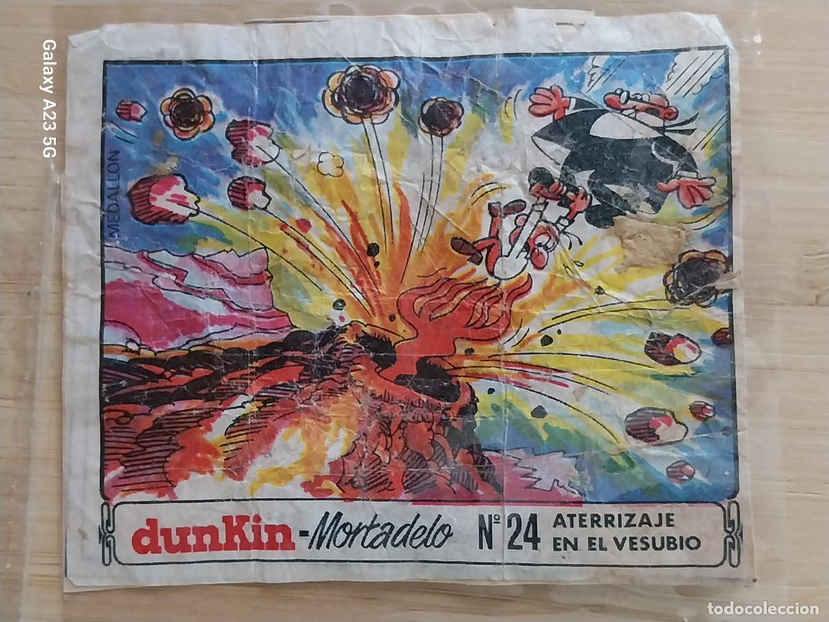 Coleccionismo cromos antiguos: DUNKIN MORTADELO A&Ntilde;O 1971 EL MEDALLON ROBADO CROMO 24 ATERRIZAGE EN EL VESUBIO RECUPERADO ORIGINAL
