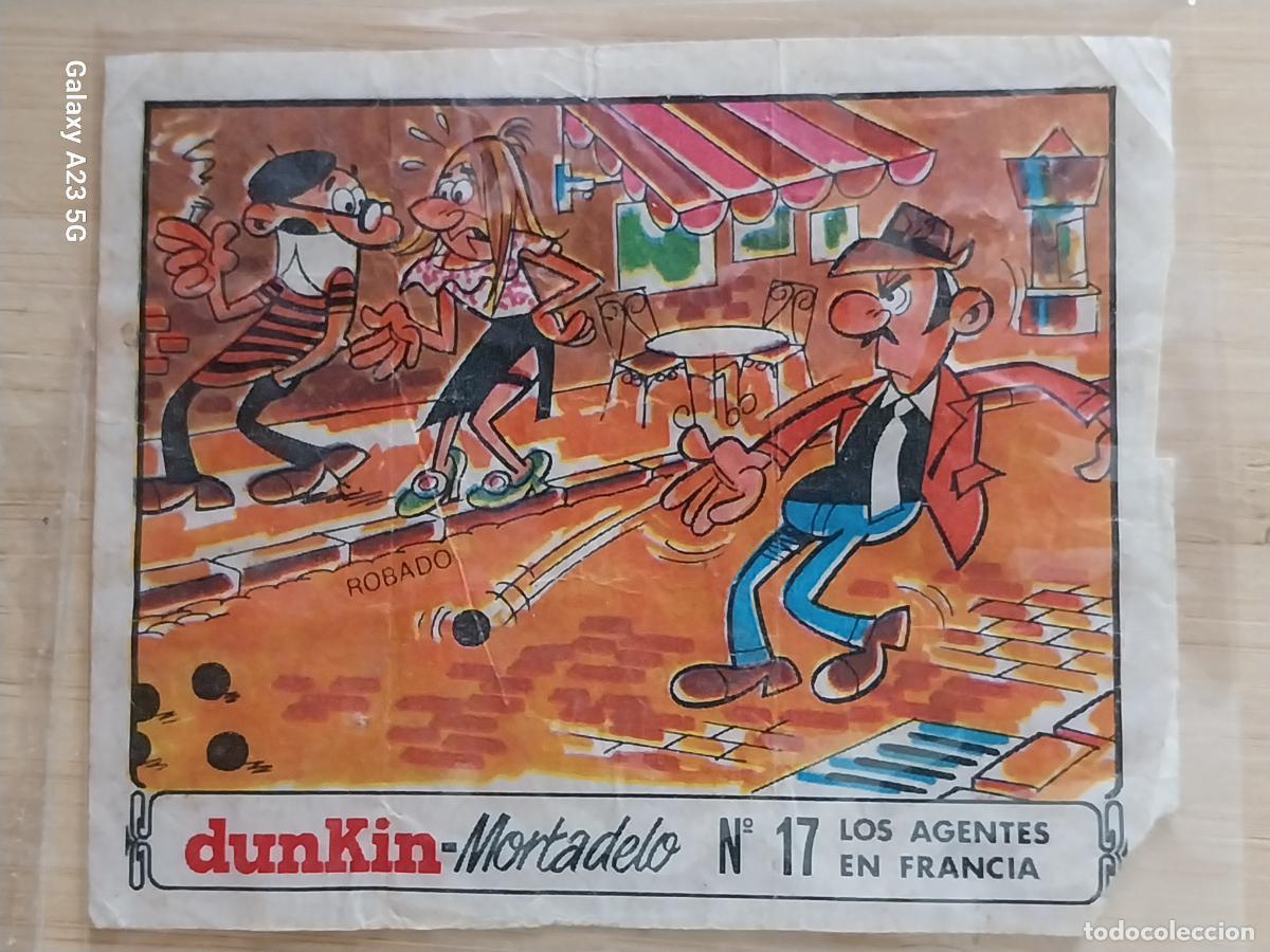 Coleccionismo cromos antiguos: DUNKIN MORTADELO A&Ntilde;O 1971 EL MEDALLON ROBADO CROMO 17 AGENTES EN FRANCIA RECUPERADO ORIGINAL