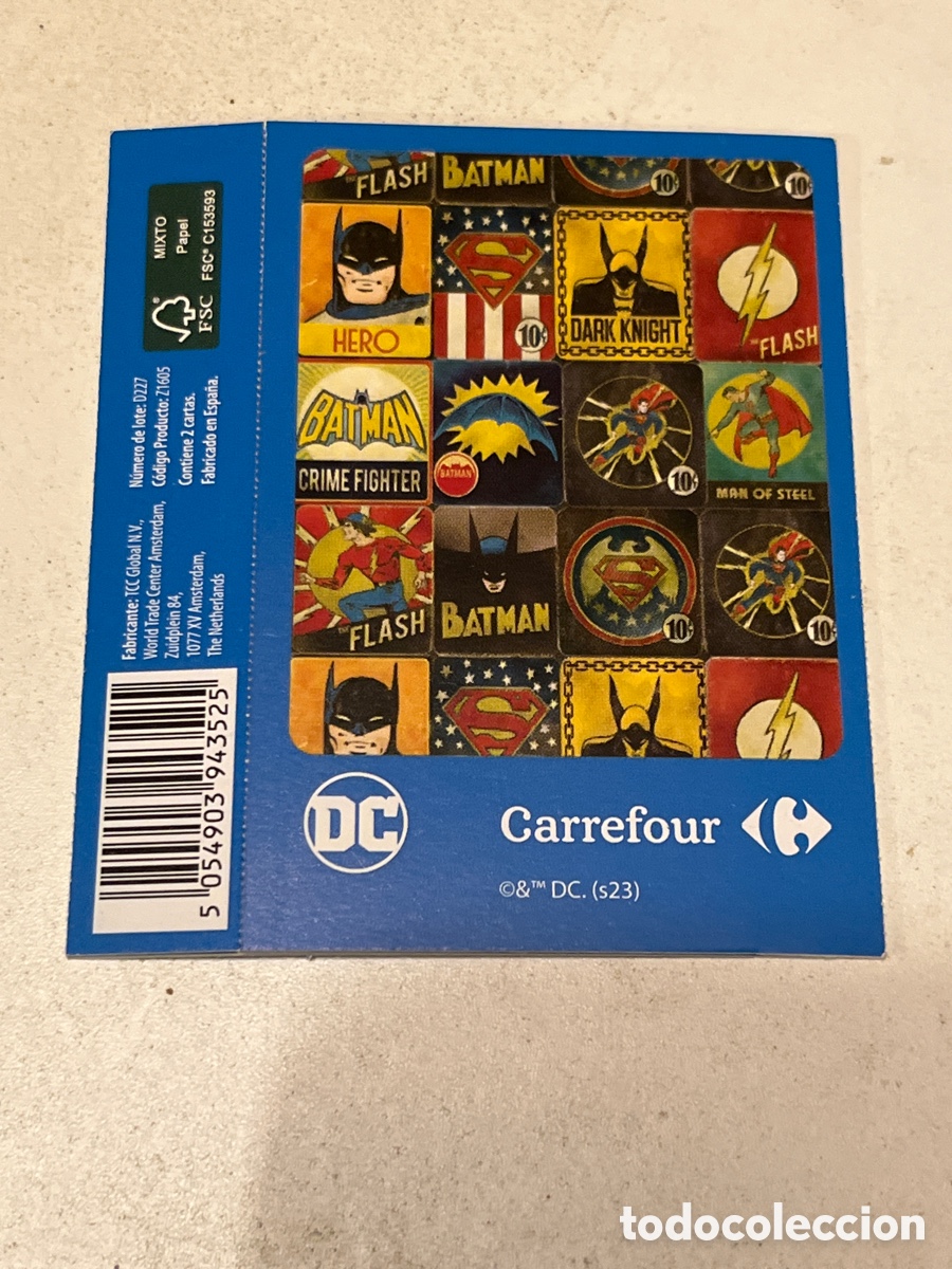 Coleccionismo cromos antiguos: Sobre sorpresa Carrefour Batgirl y Siniestro Colecci&oacute;n DC 2023