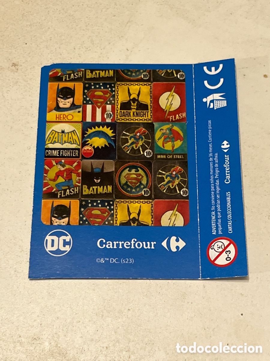 Coleccionismo cromos antiguos: Sobre sorpresa Carrefour Hiedra Venenosa y Kid Flash Colecci&oacute;n DC 2023