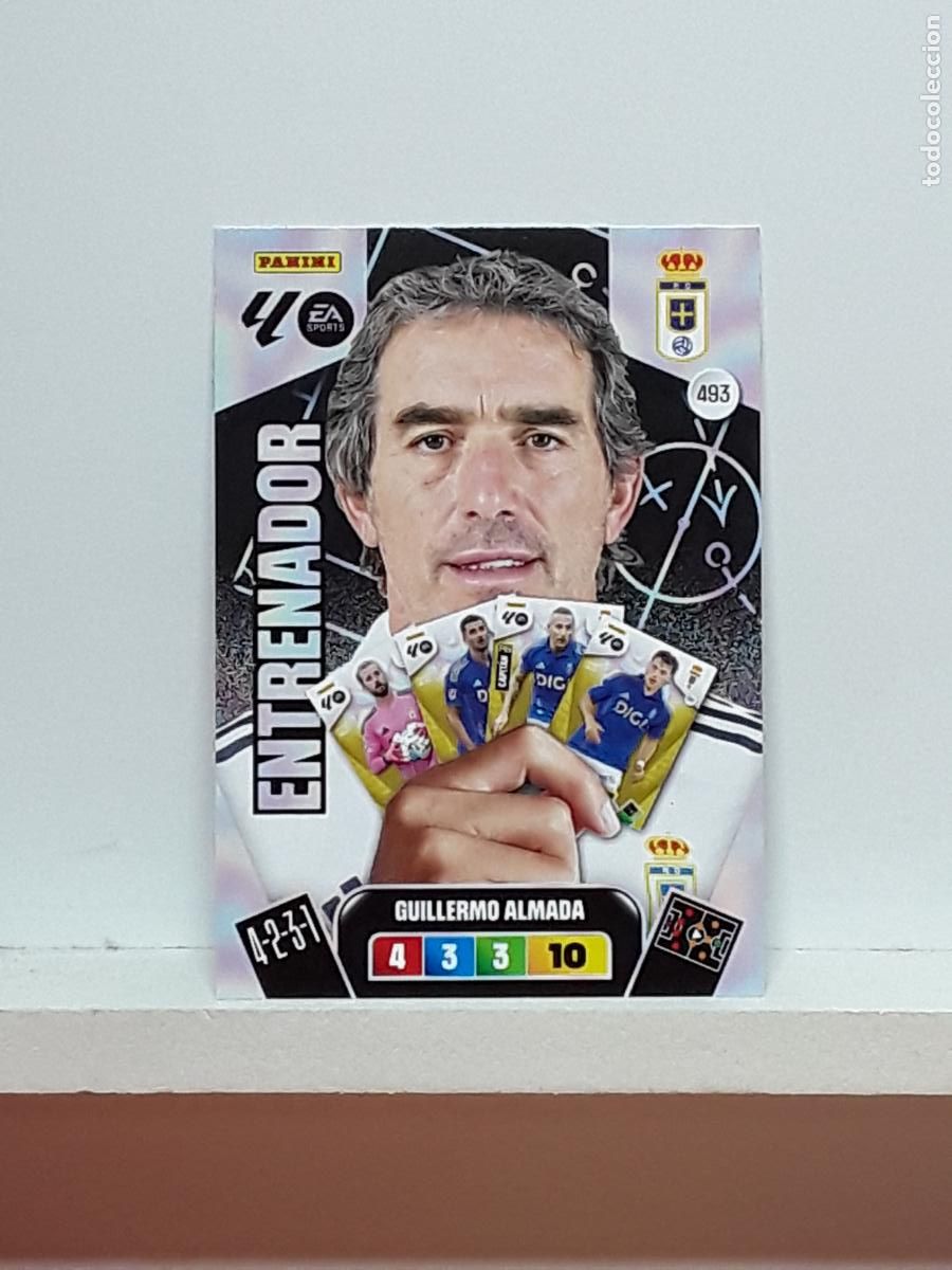 Coleccionismo cromos antiguos: ADRENALYN 2025 2026 25 26 ALBUM PANINI LIGA N 493 OVIEDO ENTRENADOR GUILLERMO ALMADA