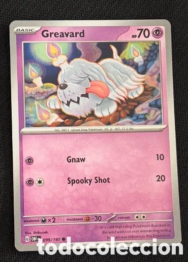 Coleccionismo cromos antiguos: 099/197 Greavard Carta POKEMON TCG