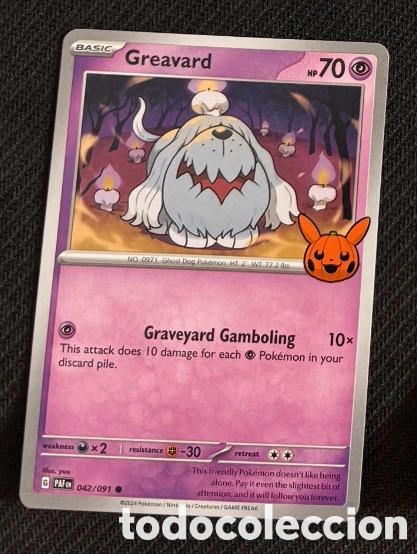 Coleccionismo cromos antiguos: 042/091 Greavard halloween CARTA POKEMON TCG