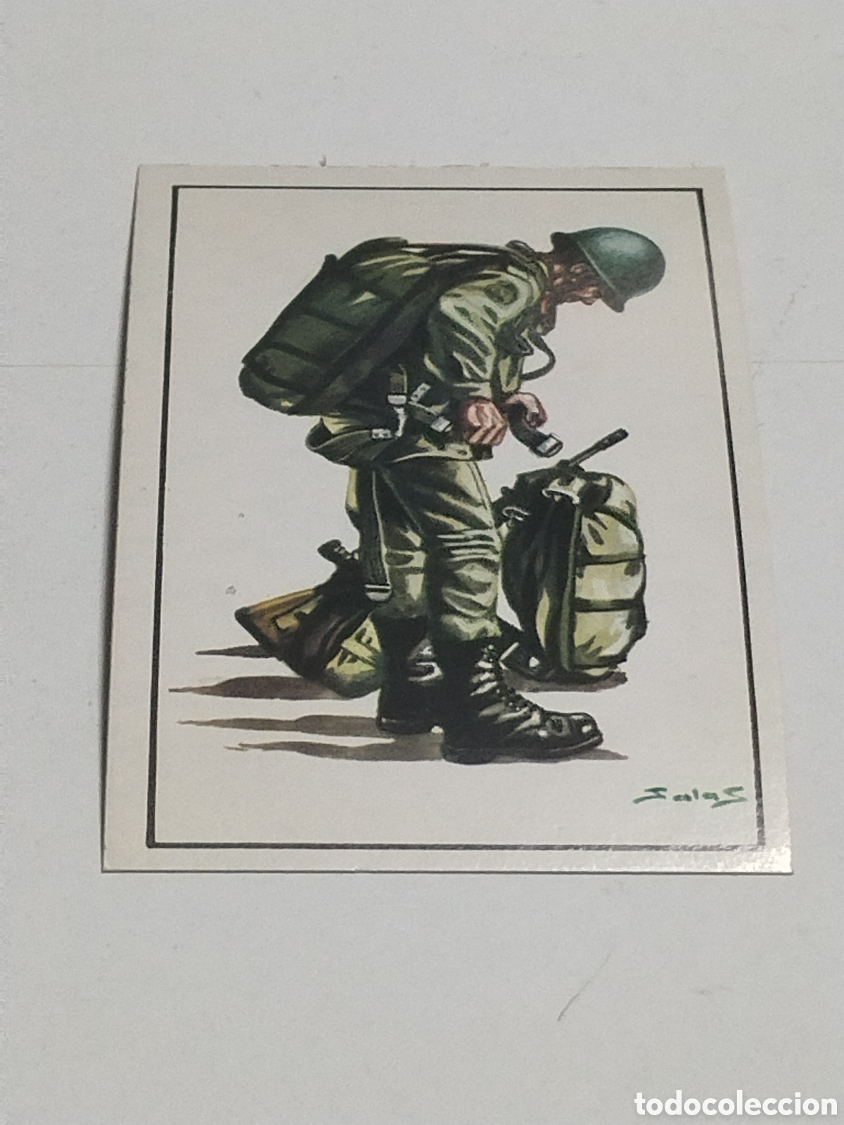 Coleccionismo cromos antiguos: Cromo Nuestros Ejercitos Paracaidistas del Ejercito de Tierra con el equipo de asalto