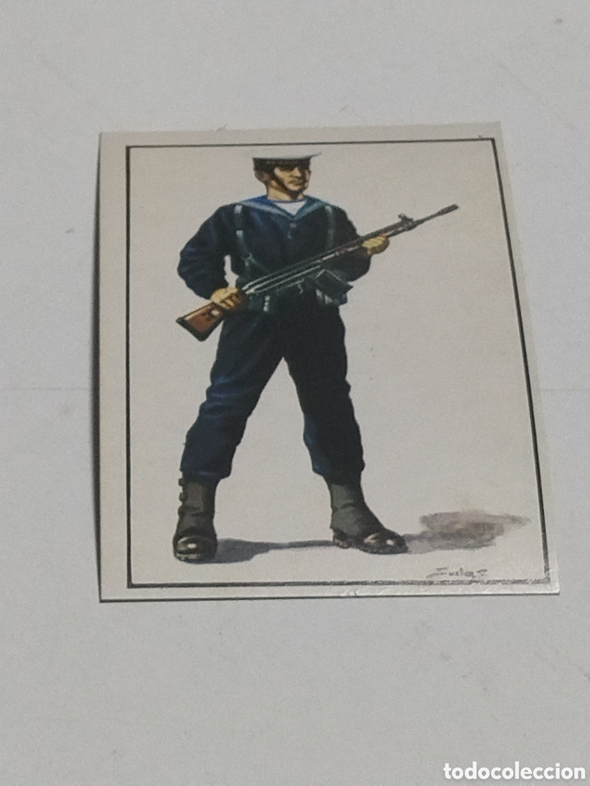 Coleccionismo cromos antiguos: Cromo Nuestros Ejercitos Marinero de guardia en uniforme de diario de invierno con lanilla&rdquo;ypolainas