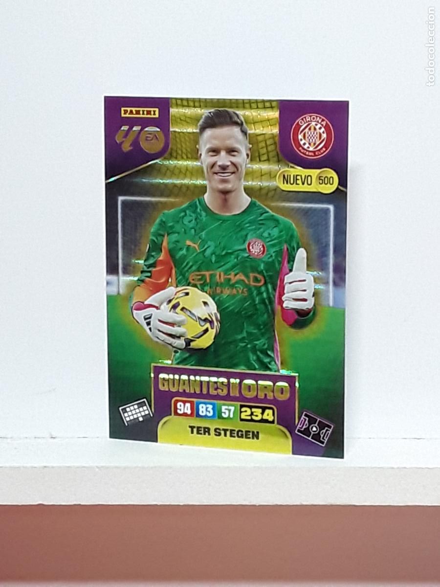 Coleccionismo cromos antiguos: ADRENALYN 2025 2026 25 26 ALBUM PANINI LIGA N 500 GIRONA GUANTES DE ORO TER STEGEN