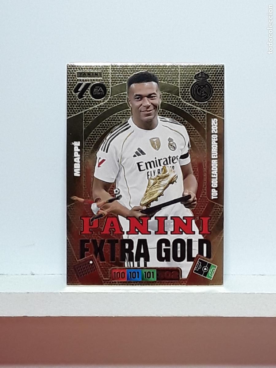 Coleccionismo cromos antiguos: ADRENALYN 2025 2026 25 26 ALBUM PANINI LIGA N REAL MADRID EXTRA GOLD BOTA ORO KYLIAN MBAPPE