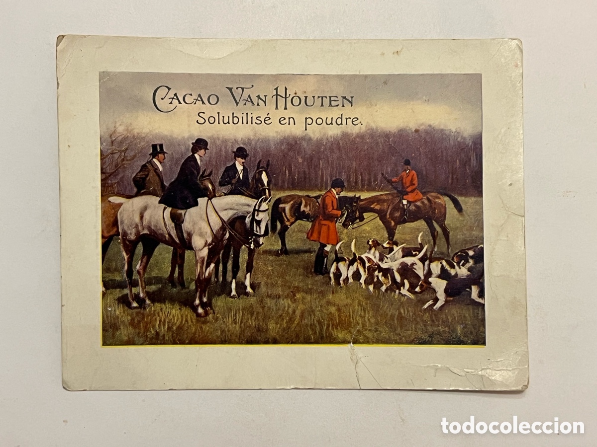 Coleccionismo cromos antiguos: HOLANDA. CACAO VAN HOUTEN, Cromo Jornada de caza. La Caza del zorro.. (h.1920?)