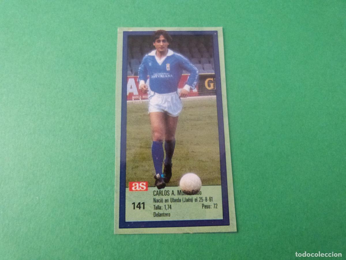 Coleccionismo cromos antiguos: CROMO FUTBOL CARLOS REAL OVIEDO RECORTADO N&ordm; 141 ASES DE LA LIGA 1989-1990/89-90 AS
