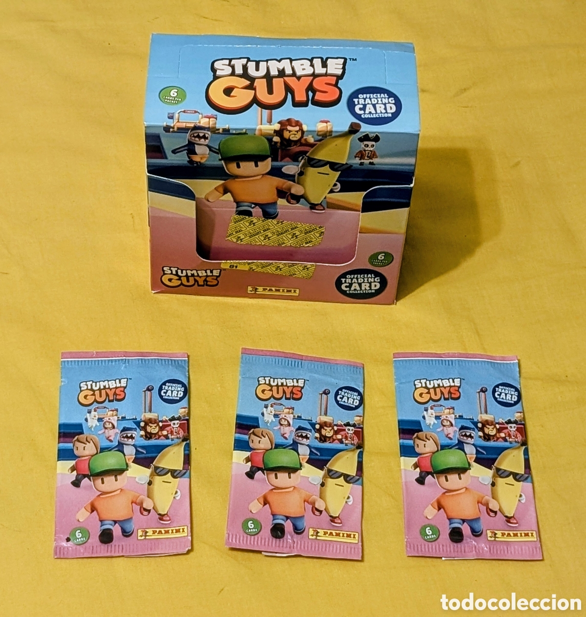 Coleccionismo cromos antiguos: Caja vac&iacute;a de cromos Trading Cards y sobres vac&iacute;os. STUMBLE GUYS. Panini
