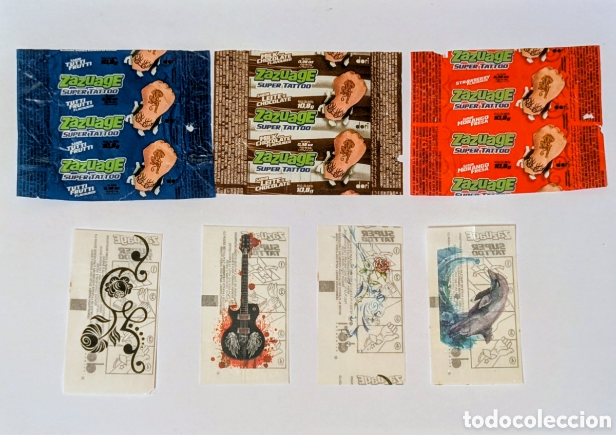 Coleccionismo cromos antiguos: Cromos chicles Tatuajes envoltorios Zazuage. Tattoos