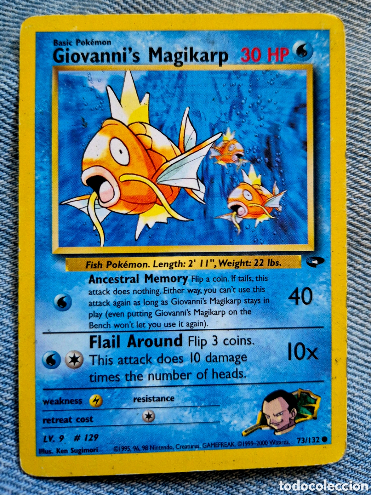 Coleccionismo cromos antiguos: Carta Pok&eacute;mon Giovanni's Magikarp 73/132
