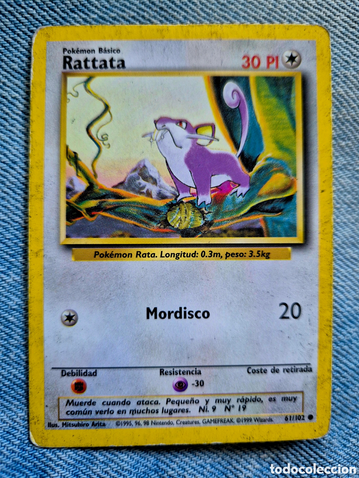 Coleccionismo cromos antiguos: Carta Pok&eacute;mon Rattata 61/102