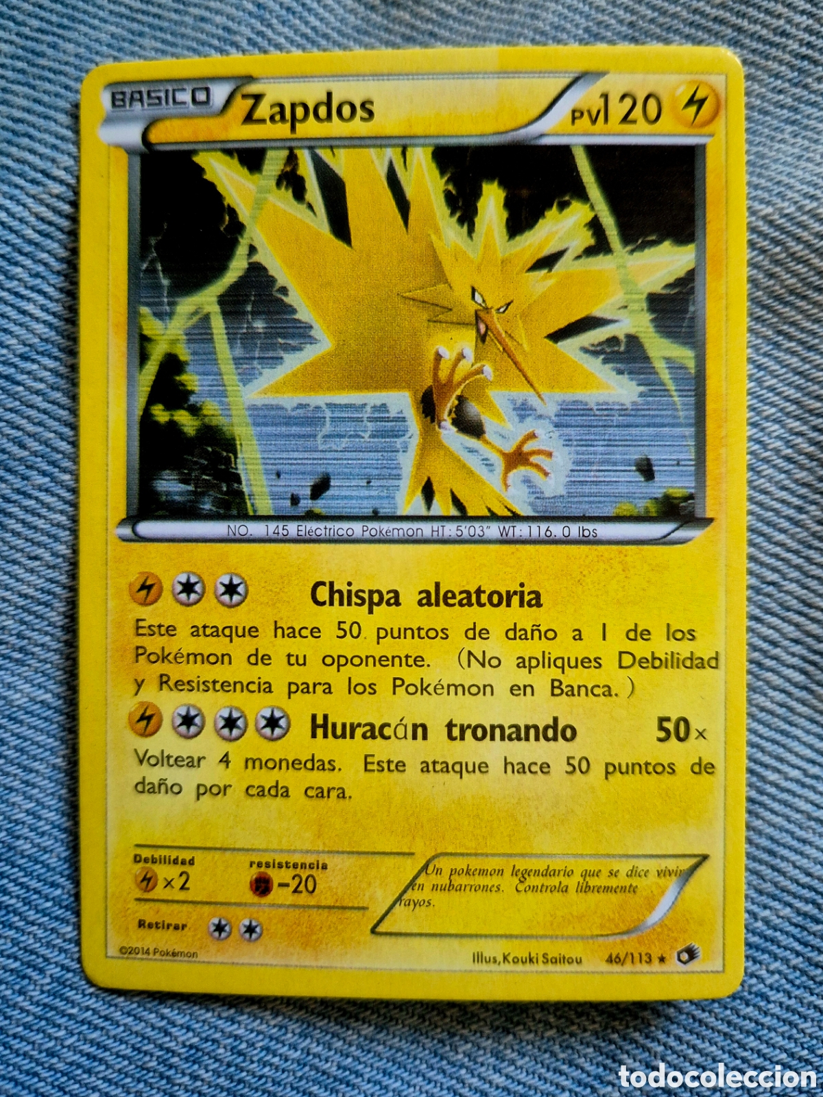 Coleccionismo cromos antiguos: Carta Pok&eacute;mon Zapdos 46/113