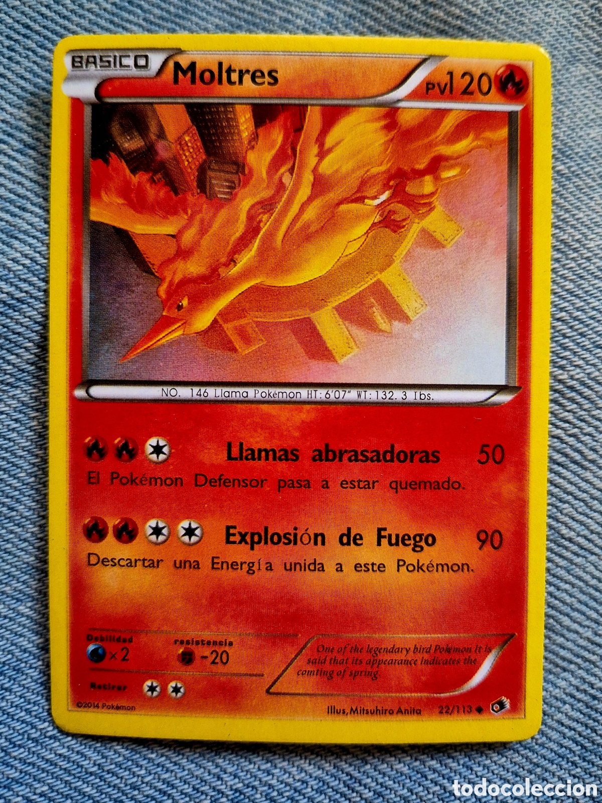 Coleccionismo cromos antiguos: Carta Pok&eacute;mon Moltres 22/113 B&aacute;sico