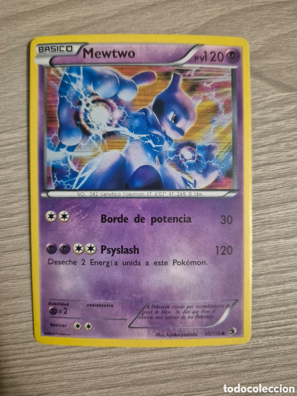 Colecionismo Cromos antigos: Carta Pok&eacute;mon Mewtwo B&aacute;sico 53/113