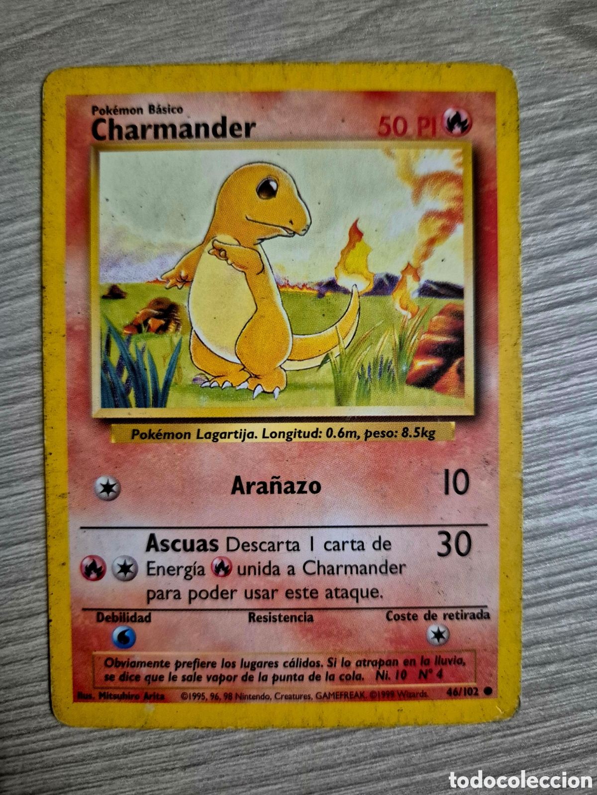 Coleccionismo cromos antiguos: Carta Pok&eacute;mon Charmander 46/102